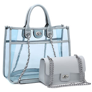 Large Clear Tote Bags for Women Chic Transparent Purse with Twist Lock Design