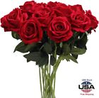 10Pcs Silk Roses Flowers Realistic Artificial Bouquet Home Romantic Girl Gift US