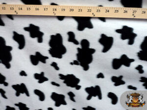 Fleece Printed Fabric Animal Print COW PRINT Black & White / 58