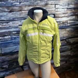 Spyder Womens Ski Snowboarding Jacket Hidden Hood Neon Yollow/green Size 8