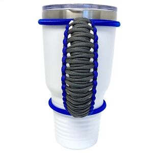 30/32/40oz Stretchable Paracord Tumbler Handle, Blue & Gray, Fits Epoxy Cups