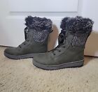 Northside Womens Snow Boot Size 9 Military Green With Gray Faux Fur Trim  Laced
