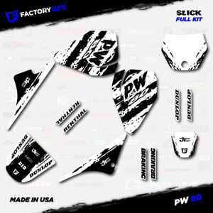 Black & White Slick Racing Graphics kit fits Yamaha PW80 PW 80 All Years Custom