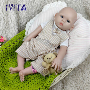 IVITA 18'' FullBody Soft Silicone Reborn Doll Lifelike 6.6lbs Blue Eyes Baby Boy