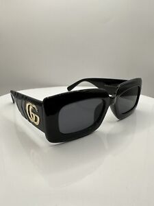 GUCCI GG0811S 001 Black Grey Rectangle Women's Sunglasses
