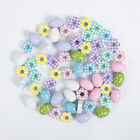 10PCS Easter Loose Wooden Beads Egg Flower Shaped Jewelry Bracelet Making Decor