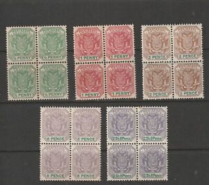 TRANSVAAL -1896-97 small collection, five blocks of 4 mounted mint