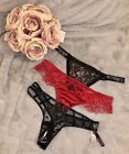 Victoria’s Secret Luxe Thong Lot -M- NWT/NWOT-Red/Black -Embellished