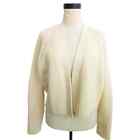 Madewell Crop Cardigan Sweater Cream Off White XS Merino Wool Open Front Cardi