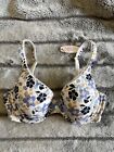 Victoria’s Secret Lined Perfect Coverage Bra 34C Ivory Floral