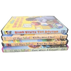 Elmo's World Sesame Street DVD Lot Of 4 Kids Doctor Exercise Birthday Games