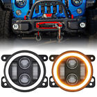 Pair 4 Inch Round LED Fog Lights Halo Angel Eyes DRL For Jeep Wrangler JK LJ JT (For: Jeep Wrangler JK)