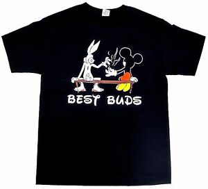 Marijuana T-shirt Best Buds Bugs Mickey Weed 420 Smoke Tee Adult Men Black New