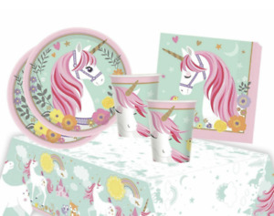 Unicorn Party Tableware Decorations Girls Unicorn Birthday Plates Cups Napkins