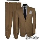 RECENT Caruso Made in Italy Khaki Beige Self Wide Herringbone Summer Suit 54 NR