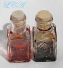 Two ANTIQUE original DEKA ink well bottles -  EMBOSSED & LABELED bim BLOWN GLASS