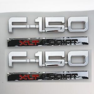 2Pc Fits1 987-91 F-1-5-0 XLT Lariat Emblems Side Badges Nameplate Chrome (For: F-150 XLT)