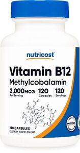 Nutricost Vitamin B12 (Methylcobalamin) 2000mcg, 120 Capsules - Vegetarian Caps