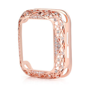 Luxury Carved Metal Diamond Cover Bling Case For Apple Watch Series 9 8 7 6 5 SE