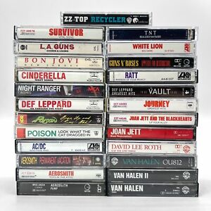 80s Hair Glam Metal Hard Rock Cassette Tape Lot of 25 Guns Roses Van Halen Ratt