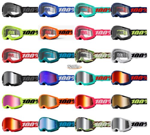 100% STRATA 2 Goggles -ALL COLORS- Offroad MX MTB Moto - CLEAR OR MIRROR LENS