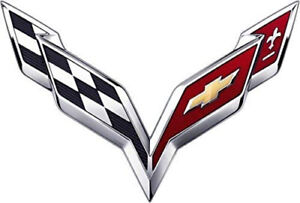Chrome Cross Flags Emblem for 2014-2019 Chevy C7 Corvette (Large for Hood Badge)