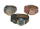 3X WOMENS FOSSIL  LEATHER BAND QUARTZ  WATCHES BIG TIC  RUNNING