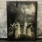 Framed Vintage Canvas Print Poster, Gothic Witches Dancing Canvas Wall Art