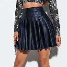 Faux Leather Skirt Stylish Women's Pleated with High Waist A-line Design Perfect