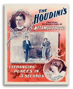 The Houdini's Metamorphosis 1895 Vintage Style Magic Poster - 20x24