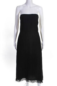 Theory Womens Linen High Waist Strapless A Line Maxi Dress Black Size 6 LL19LL
