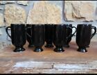 8 Vintage Black Pedestal Footed Irish Coffee Mugs Cups Cappuccino MCM