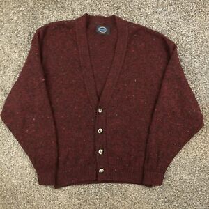 Vintage Jantzen Sweater Flecked Wool Blend Cardigan Red Mens Large USA Made