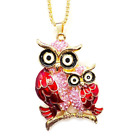 Pink & Red OWL with Baby Rhinestones Betsey Johnson Pendant Necklace