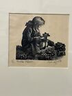 Clare Leighton Signed Woodblock Print Picking Primroses Limited