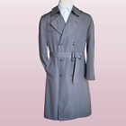 HART SCHAFFNER MARX Vntg Mens Trench Coat Overcoat 44L Gray Wool/Cotton Trench