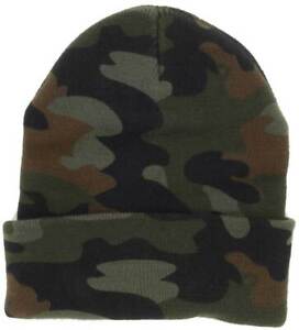 Camouflage Camo Beanie Knit Ski Cap Skull Hat Warm Solid Winter Cuff