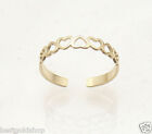 Cute Adjustable Open Heart Design Toe Ring Solid Real 10K Yellow Gold