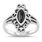 Sterling Silver Woman's Black Onyx Celtic Ring Unique 925 Band 17mm Sizes 4-10