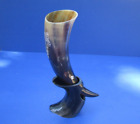 14 inch Decorative carved wolf design drinking horn w/ Stand - taxidermy (S)