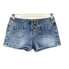 LEI Shorts Womens 3 Blue Vintage 90s Button Fly Patch Pockets Jean Denim Y2k
