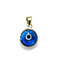 14K Yellow Gold Evil Eye 10mm  Necklace Good Luck Pendant Charm