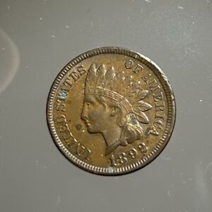1892 Indian Head Cent AU Detail