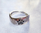 Black and White Diamond Accented Paw Ring  in Sterling Silver JWBR size 6.5