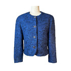 Vintage Blue 100% Wool Fuzzy Pendleton Tweed Button Blazer Jacket Career Size 12