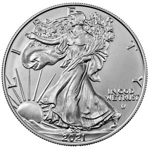 2021 American Silver Eagle Type 1 BU 1oz .999 Silver Coin from mint tube