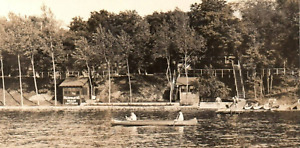 RPPC Photo Okoboji Lake Fillenwarth Beach Cottage Resort Arnolds Park Iowa 1930s