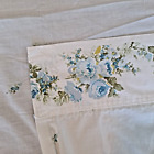 Vintage Sears Roebuck Queen Flat Sheet Perma Prest Percale Blue Rose Flowers