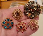 Brooch Pin Lot Vintage To Now Multicolor Rhinestone Crystal Floral Flower E196