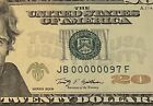 2009 $20 LOW  2 DIGIT SERIAL NUMBER  (( 000000 97 ))  US paper money currency